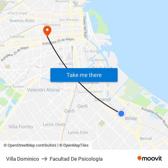 Villa Dominico to Facultad De Psicología map