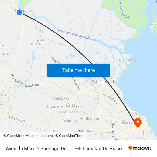 Avenida Mitre Y Santiago Del Estero to Facultad De Psicología map