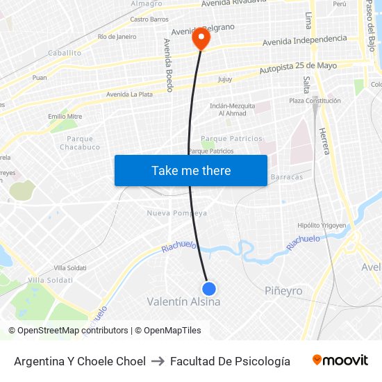 Argentina Y Choele Choel to Facultad De Psicología map