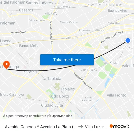 Avenida Caseros Y Avenida La Plata (50 - 101) to Villa Luzuriaga map