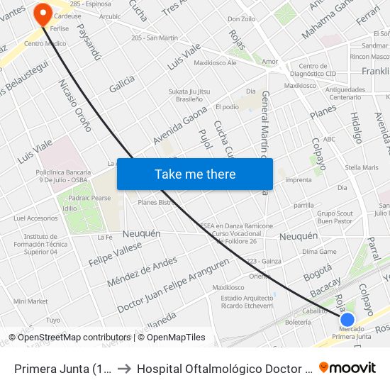 Primera Junta (136 - 163) to Hospital Oftalmológico Doctor Pedro Lagleyze map