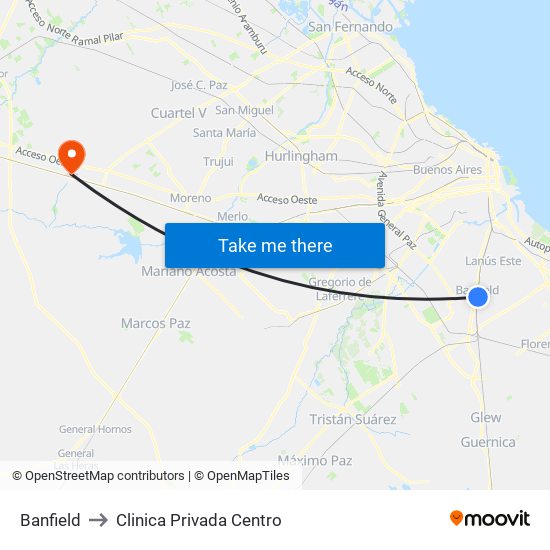 Banfield to Clinica Privada Centro map