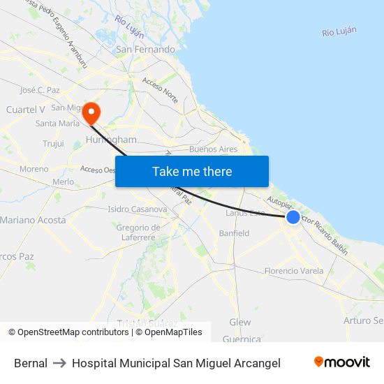 Bernal to Hospital Municipal San Miguel Arcangel map