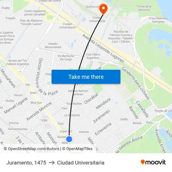 Juramento, 1475 to Ciudad Universitaria map