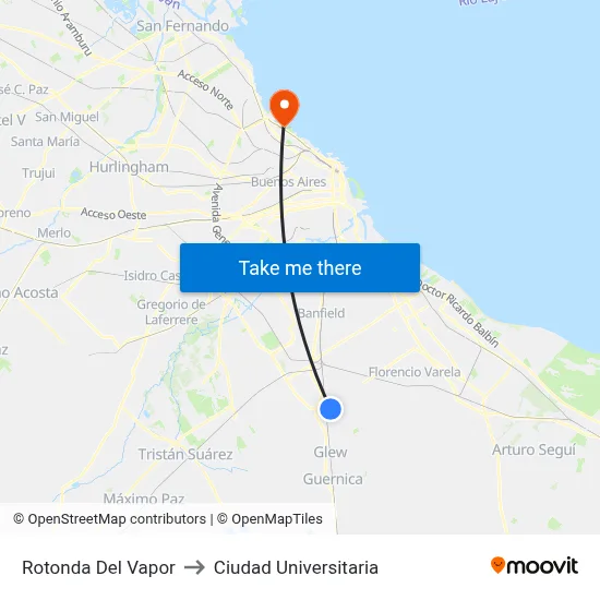 Rotonda Del Vapor to Ciudad Universitaria map