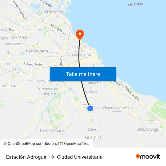 Estación Adrogué to Ciudad Universitaria map