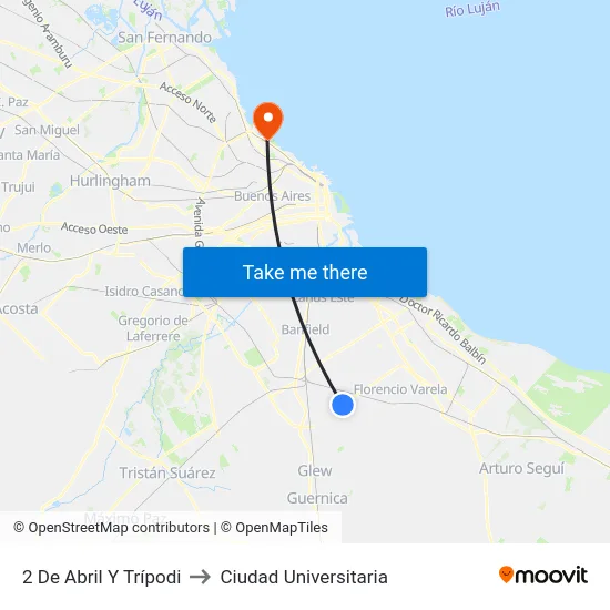 2 De Abril Y Trípodi to Ciudad Universitaria map