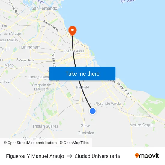 Figueroa Y Manuel Araujo to Ciudad Universitaria map