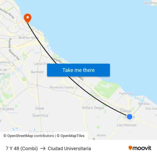 7 Y 48 (Combi) to Ciudad Universitaria map