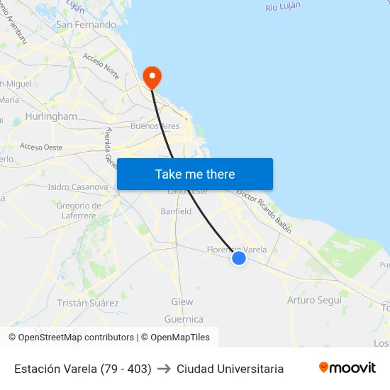 Estación Varela (79 - 403) to Ciudad Universitaria map