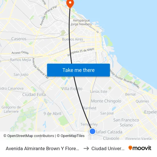 Avenida Almirante Brown Y Florencio Varela to Ciudad Universitaria map