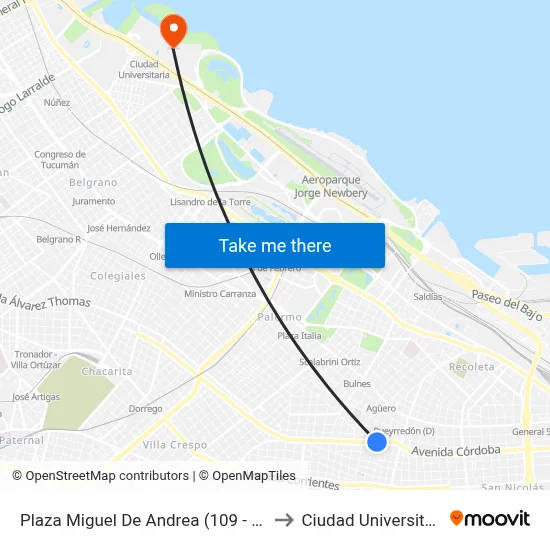 Plaza Miguel De Andrea (109 - 188) to Ciudad Universitaria map