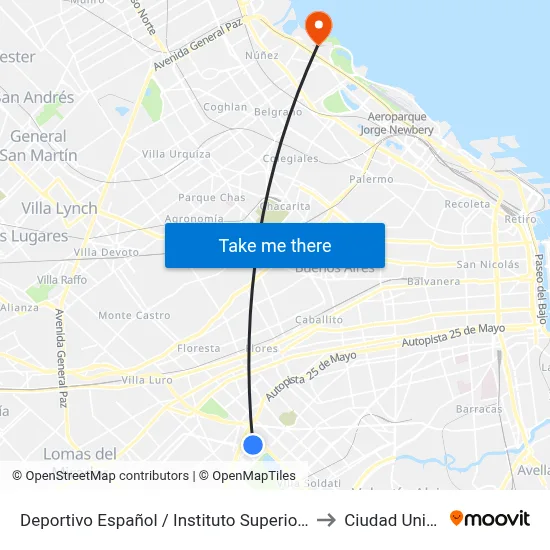 Deportivo Español / Instituto Superior De Seguridad Pública to Ciudad Universitaria map