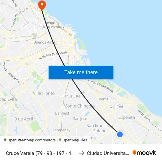 Cruce Varela (79 - 98 - 197 - 403) to Ciudad Universitaria map