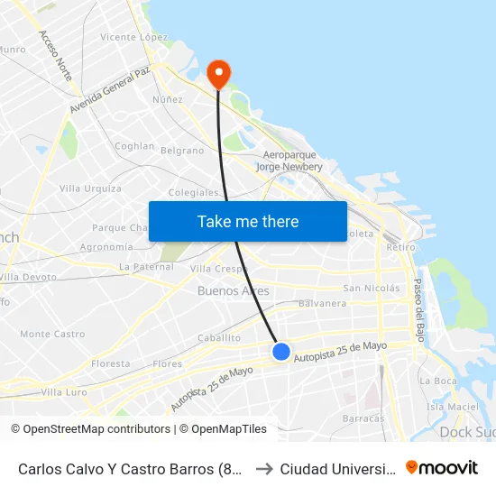 Carlos Calvo Y Castro Barros (88 - 180) to Ciudad Universitaria map