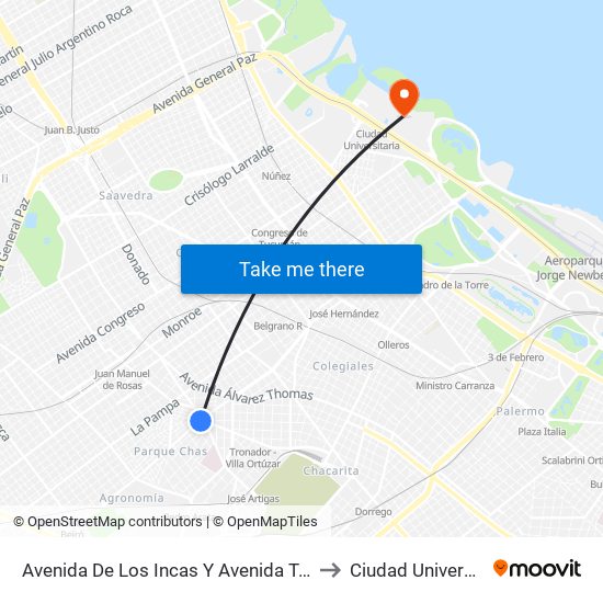 Avenida De Los Incas Y Avenida Triunvirato to Ciudad Universitaria map