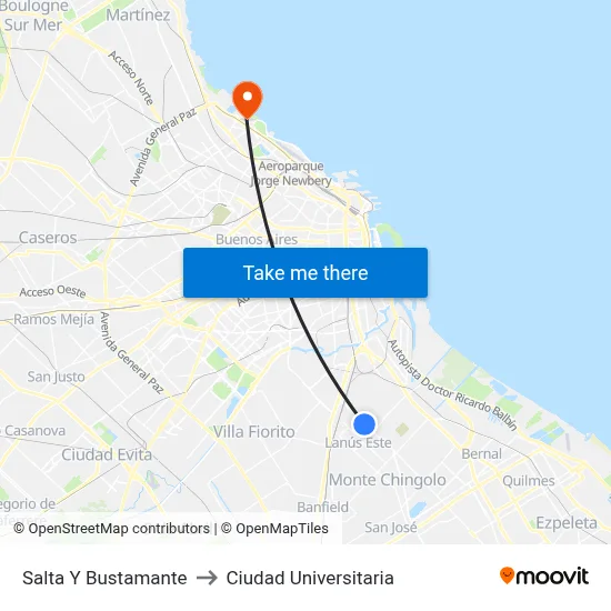 Salta Y Bustamante to Ciudad Universitaria map