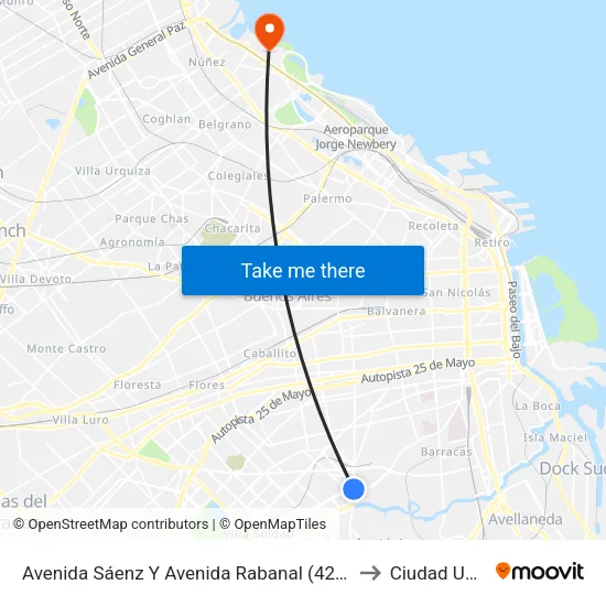Avenida Sáenz Y Avenida Rabanal (42 - 44 - 46 - 70 - 177 - 178 - 188) to Ciudad Universitaria map