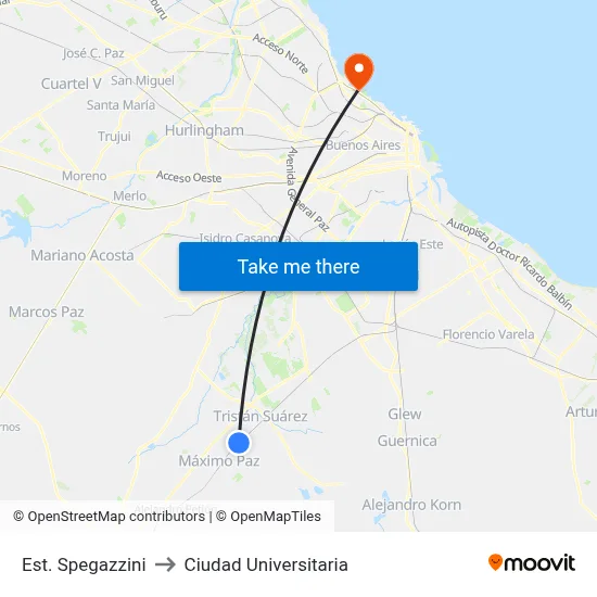 Est. Spegazzini to Ciudad Universitaria map