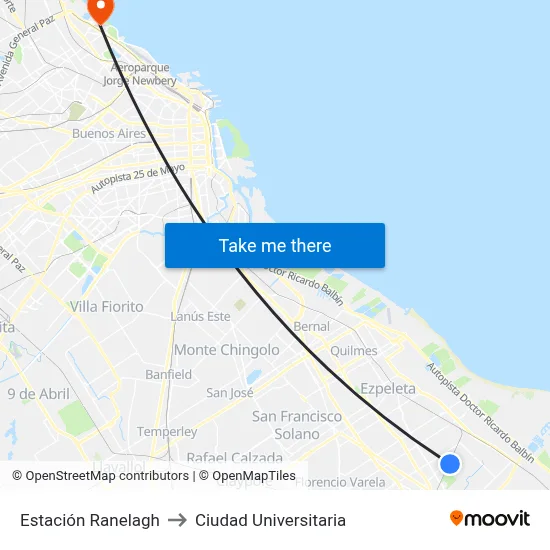 Estación Ranelagh to Ciudad Universitaria map