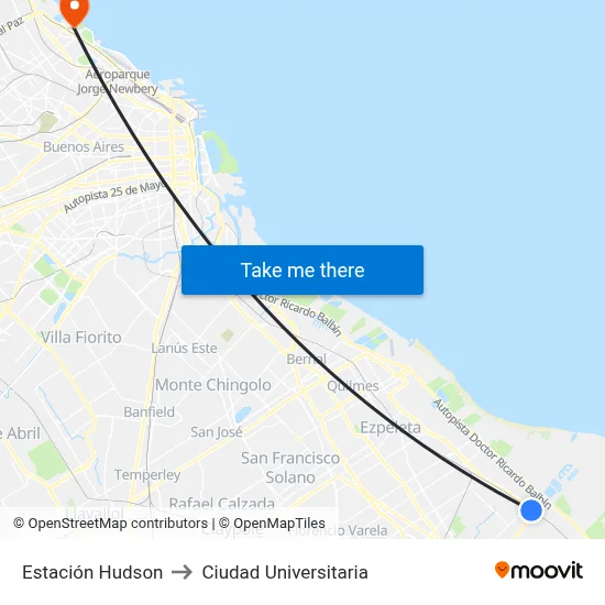 Estación Hudson to Ciudad Universitaria map