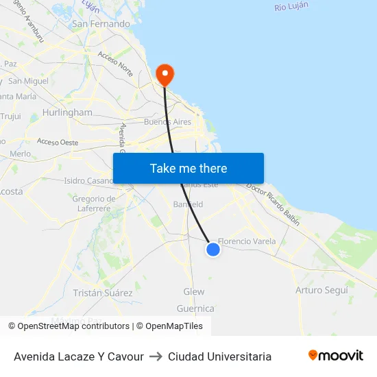 Avenida Lacaze Y Cavour to Ciudad Universitaria map
