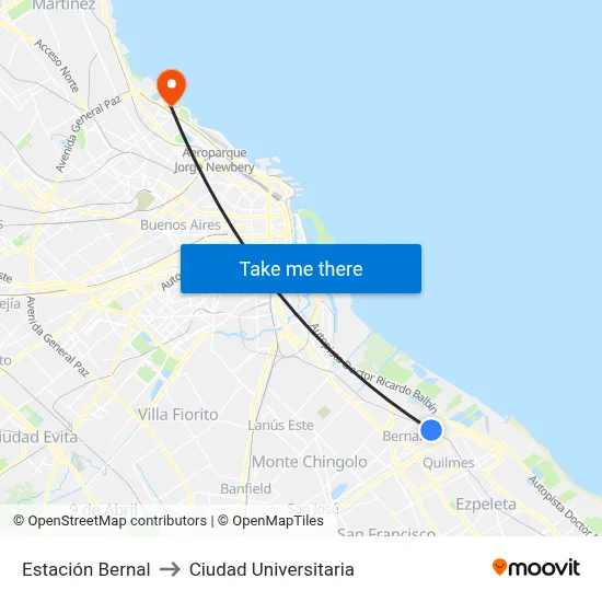 Estación Bernal to Ciudad Universitaria map