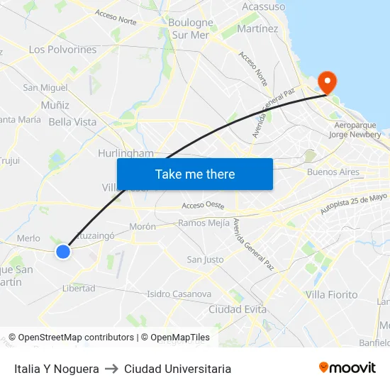 Italia Y Noguera to Ciudad Universitaria map
