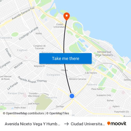 Avenida Niceto Vega Y Humboldt to Ciudad Universitaria map