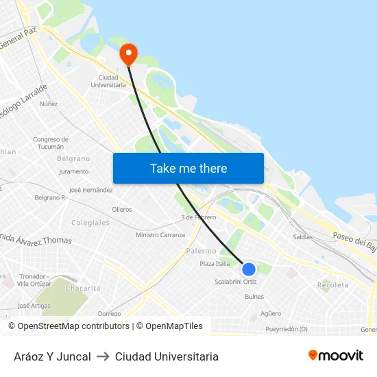 Aráoz Y Juncal to Ciudad Universitaria map