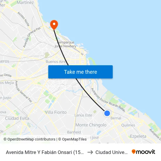Avenida Mitre Y Fabián Onsari (159 - 197 - 293) to Ciudad Universitaria map