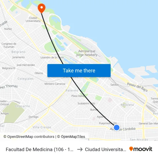Facultad De Medicina (106 - 132) to Ciudad Universitaria map