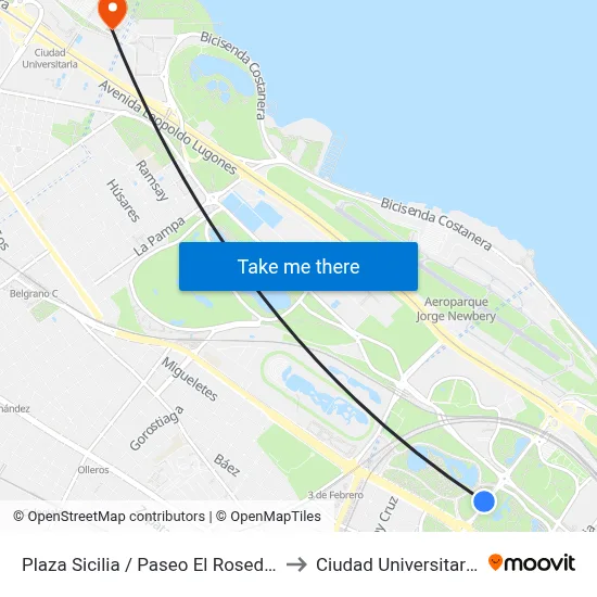 Plaza Sicilia / Paseo El Rosedal to Ciudad Universitaria map