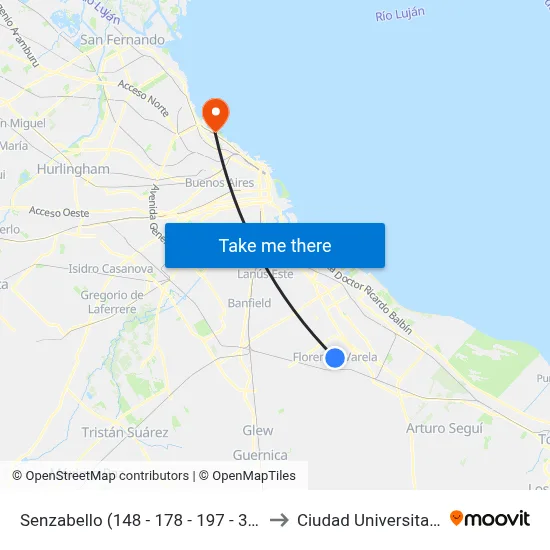 Senzabello (148 - 178 - 197 - 324) to Ciudad Universitaria map