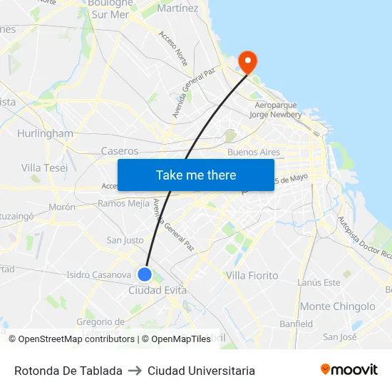 Rotonda De Tablada to Ciudad Universitaria map