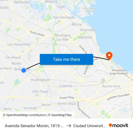 Avenida Senador Morón, 1815-1851 to Ciudad Universitaria map