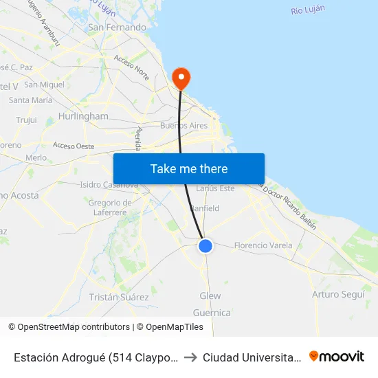 Estación Adrogué (514 Claypole) to Ciudad Universitaria map