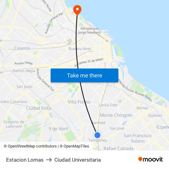 Estacion Lomas to Ciudad Universitaria map