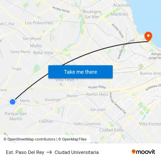 Est. Paso Del Rey to Ciudad Universitaria map