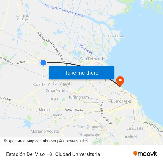 Estación Del Viso to Ciudad Universitaria map