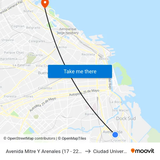 Avenida Mitre Y Arenales (17 - 22 - 98 - 271) to Ciudad Universitaria map