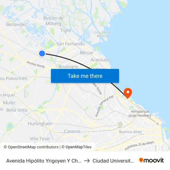 Avenida Hipólito Yrigoyen Y Chaco to Ciudad Universitaria map