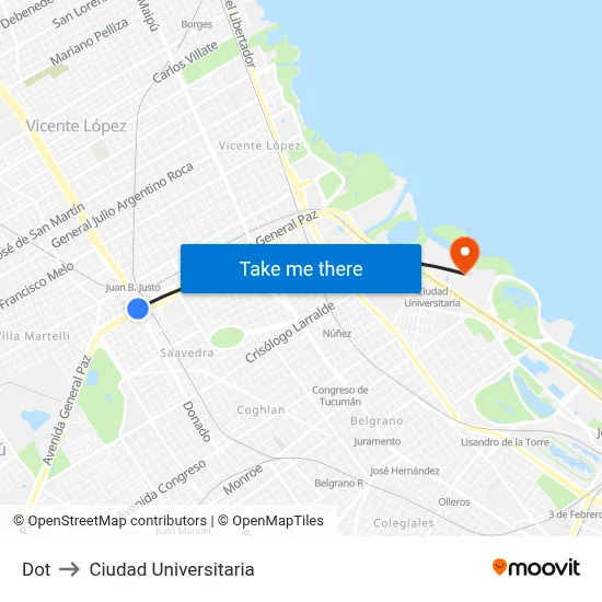 Dot to Ciudad Universitaria map