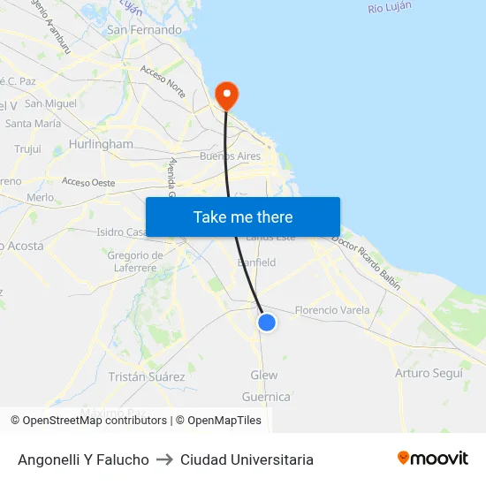 Angonelli Y Falucho to Ciudad Universitaria map