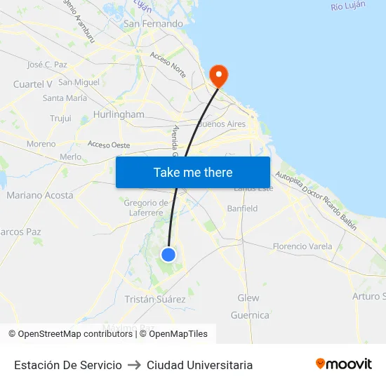 Estación De Servicio to Ciudad Universitaria map
