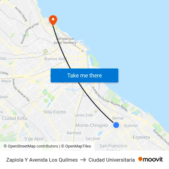 Zapiola Y Avenida Los Quilmes to Ciudad Universitaria map