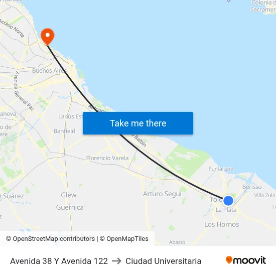 Avenida 38 Y Avenida 122 to Ciudad Universitaria map