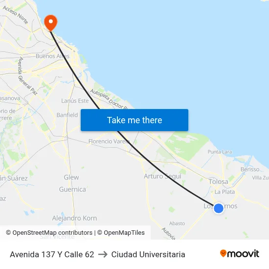 Avenida 137 Y Calle 62 to Ciudad Universitaria map