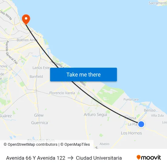 Avenida 66 Y Avenida 122 to Ciudad Universitaria map