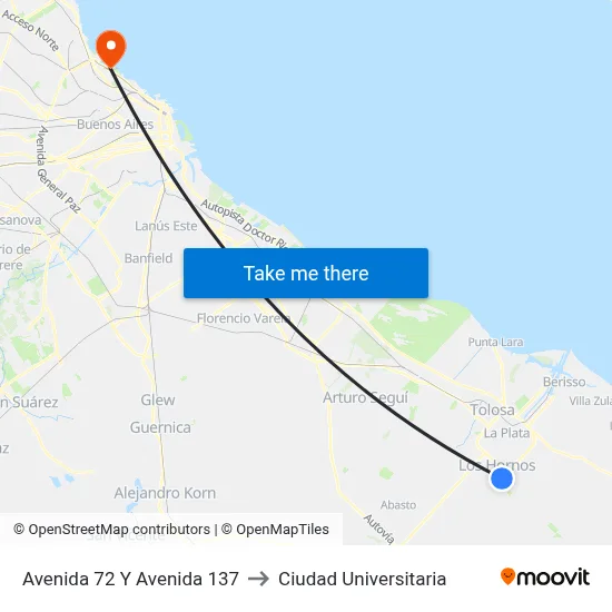 Avenida 72 Y Avenida 137 to Ciudad Universitaria map